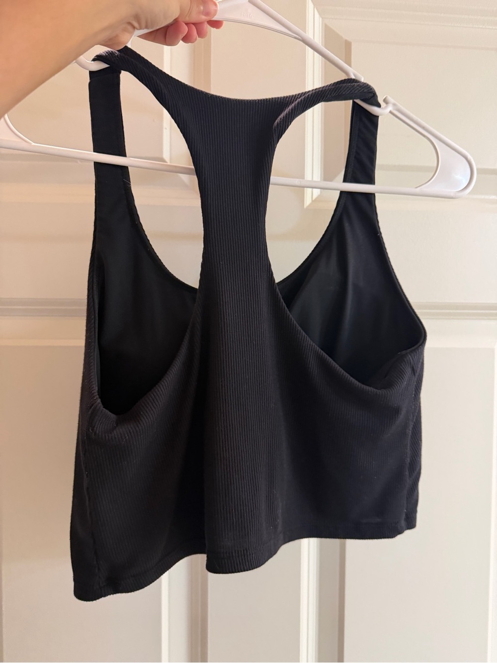 JoyLab Black Ribbed Racerback Knot Crop Tank - Picture 2 of 2
